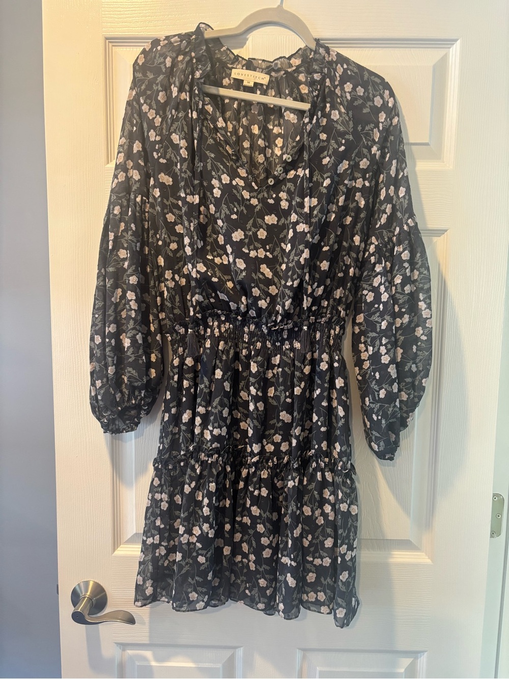 Floral Tiered Long-Sleeve Dress